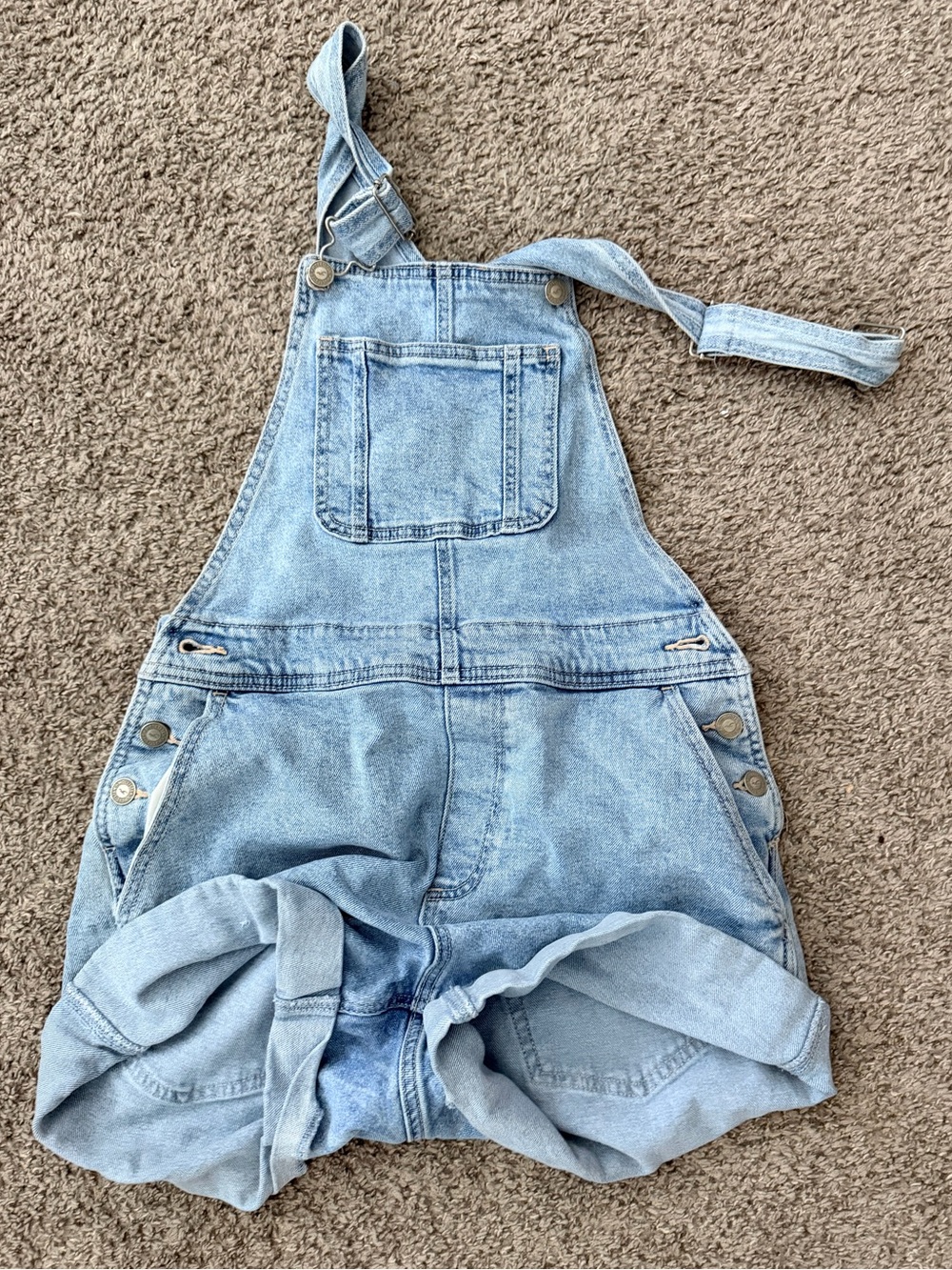 Hollister Light Blue Denim Short Overalls